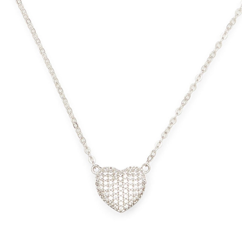 Domed Pave Heart Necklace
